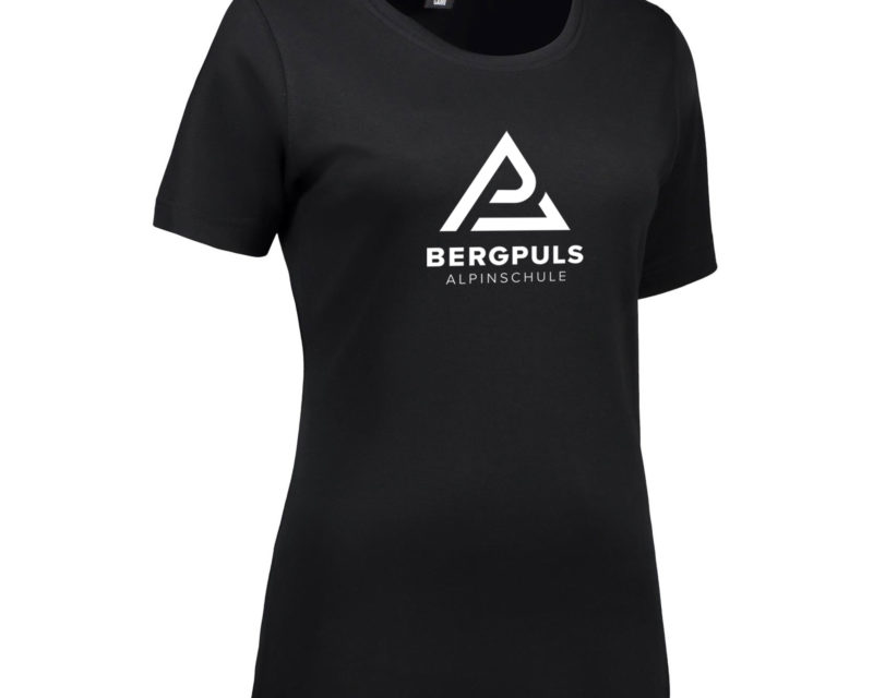 Damen T-Shirt Bergpuls Schwarz Vorderseite